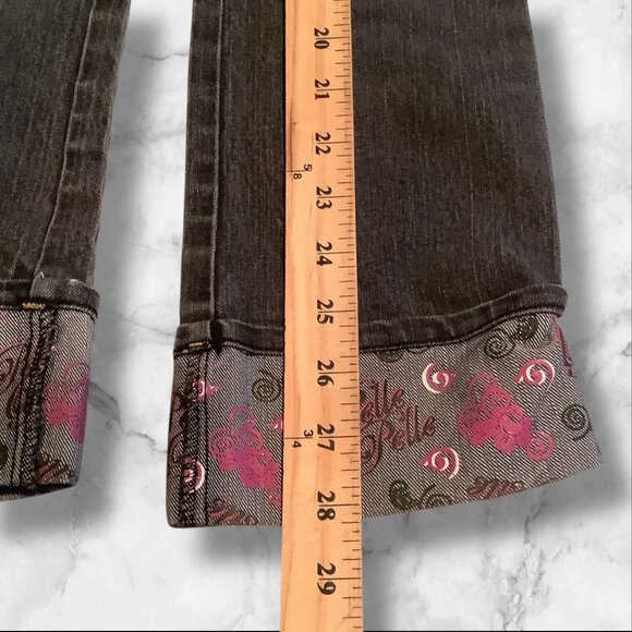 PellePelle Girls Size 6X Black Jeans With Belle Belle Design & Embroidered Cuffs - Picture 11 of 16